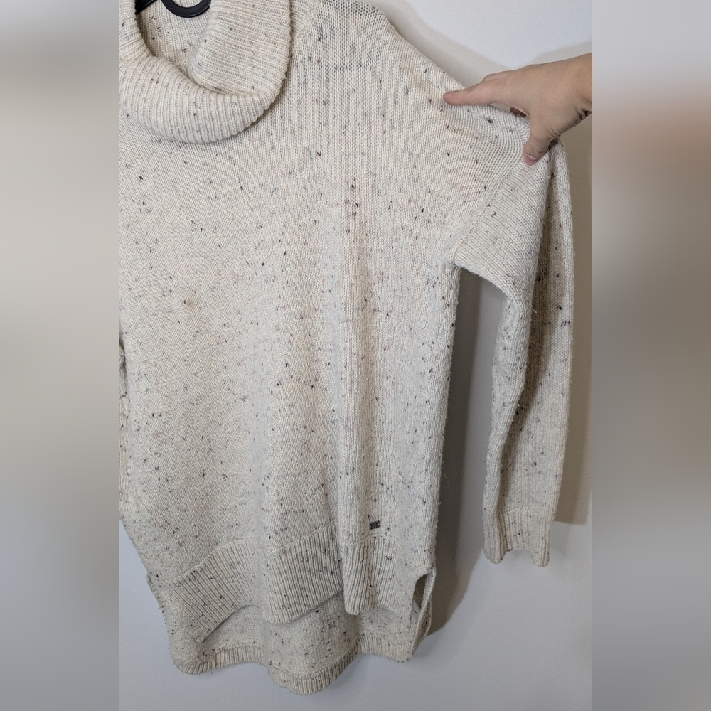 Monk & Lou Flecked Cowl Neck Sweater High Low - cream beige - size M - Picture 4 of 9